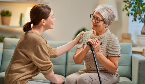 elderly patient and caregiver